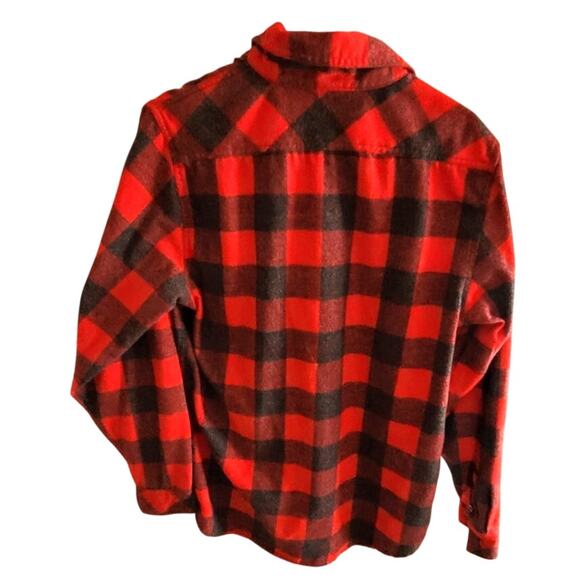Burnside B8212 Woven Plaid Mens Flannel Shirt Sz M With Biased Pocket Red Black - Picture 2 of 8